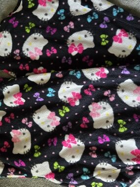 Hello Kitty Black Fleece Blanket with Pink, Green, Blue and Purple Accents